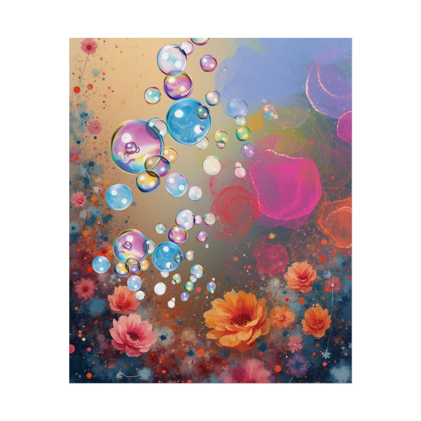 Floral Bubbles Art Poster