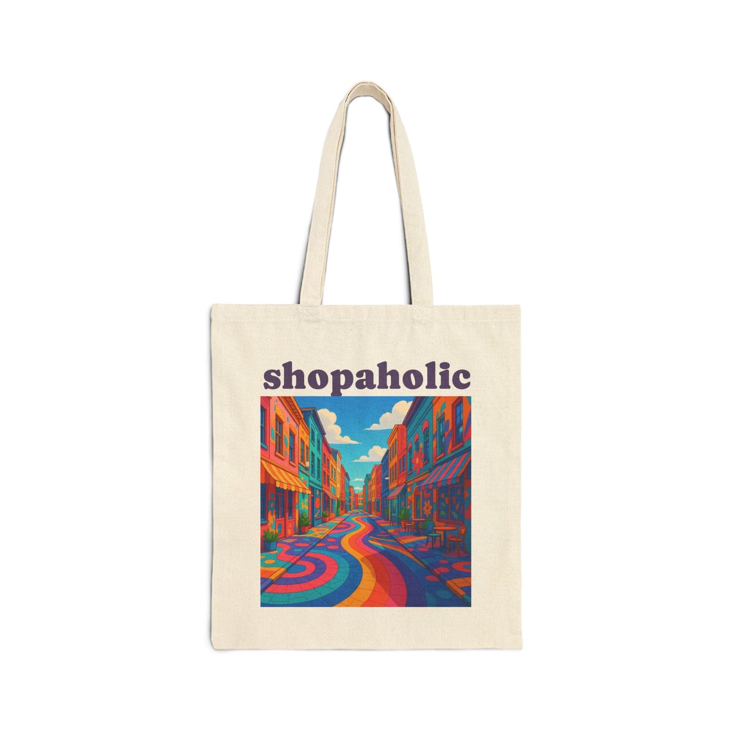 Canvas Tote Bag — Colorful Rainbow Street Art Print, Urban Scenic Reusable Grocery & Beach Tote