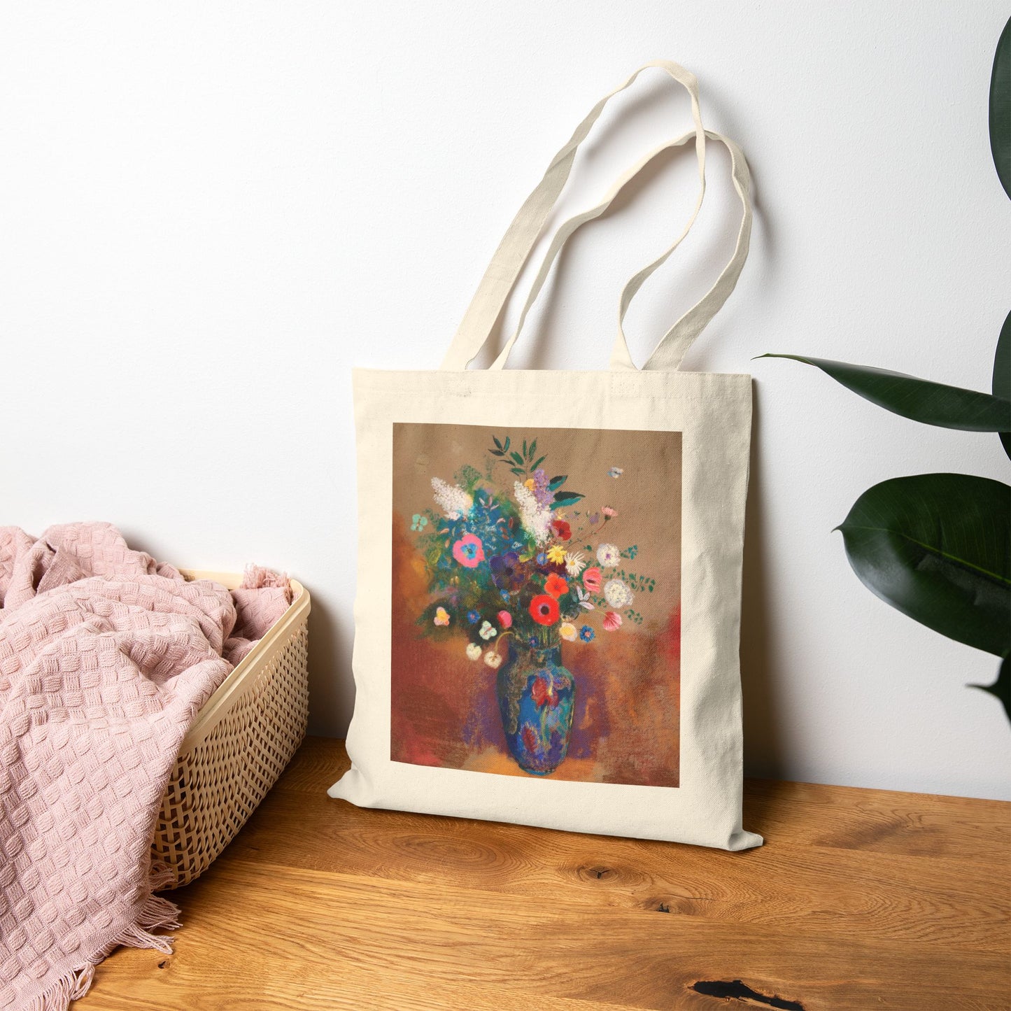 Canvas Tote Bag — Vintage Floral Still Life Bouquet Print