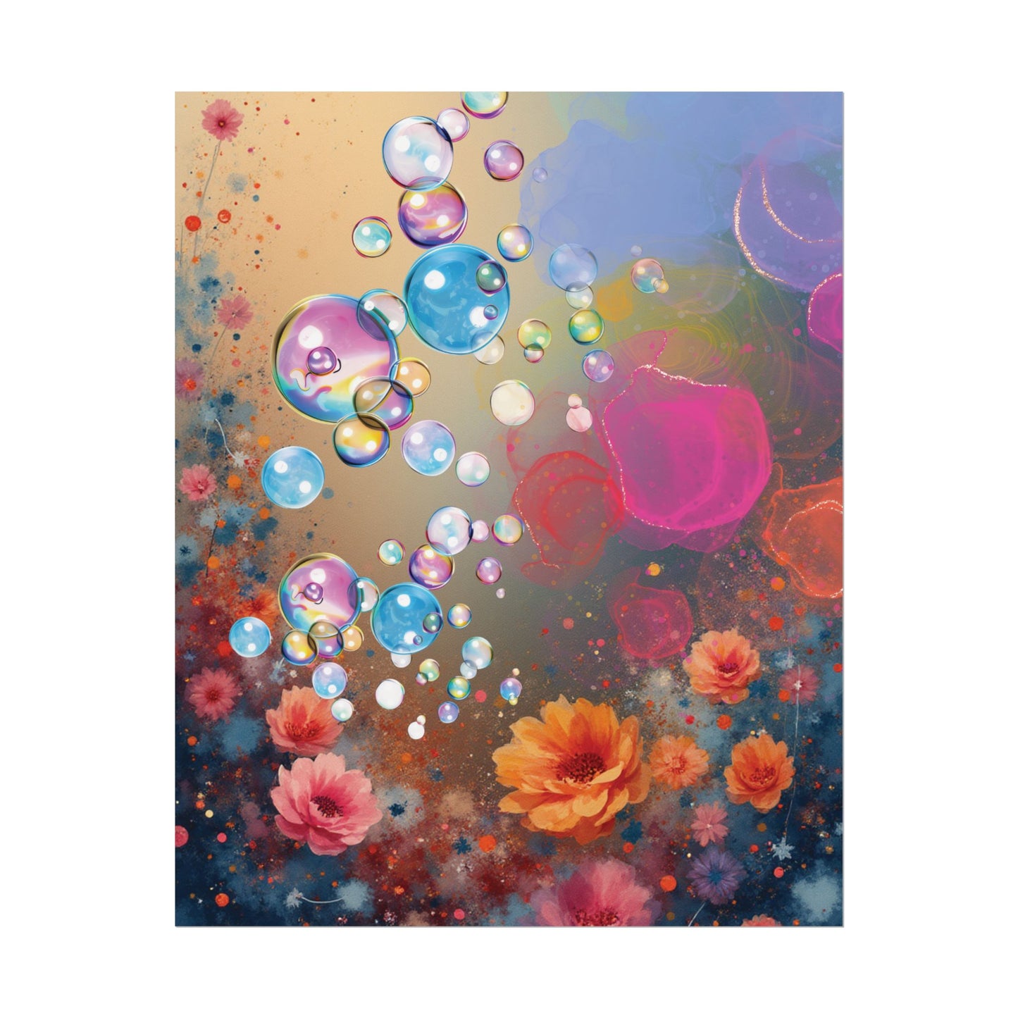 Floral Bubbles Art Poster