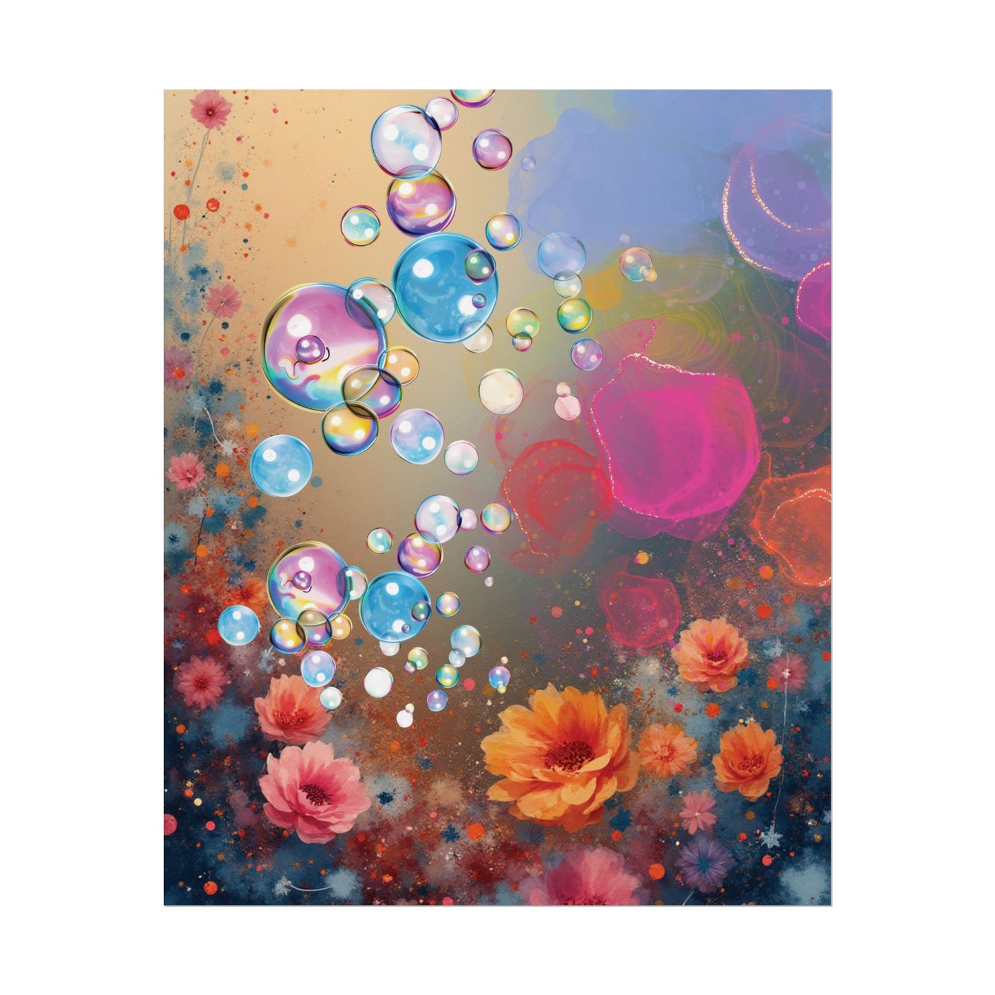 Floral Bubbles Art Poster