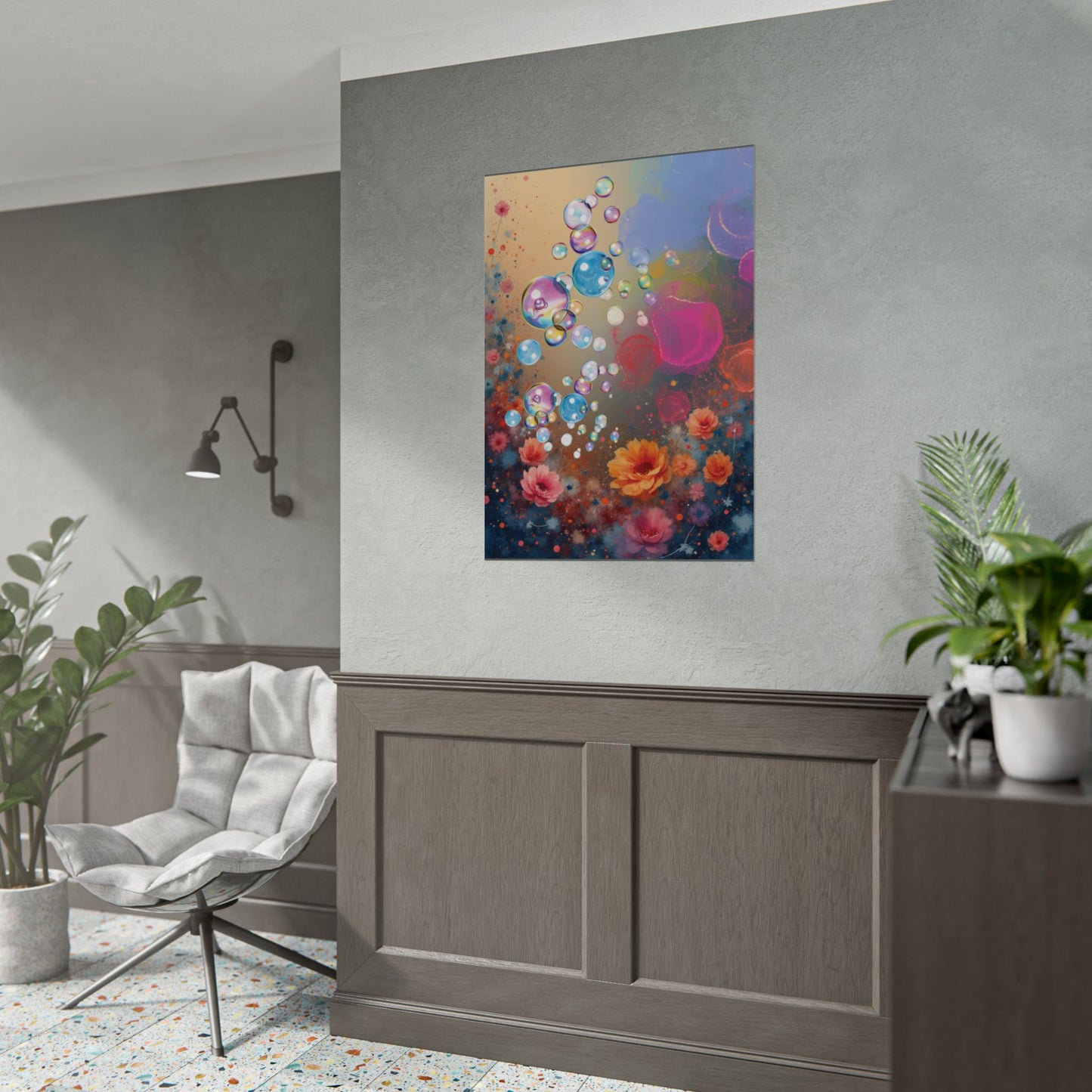 Floral Bubbles Art Poster