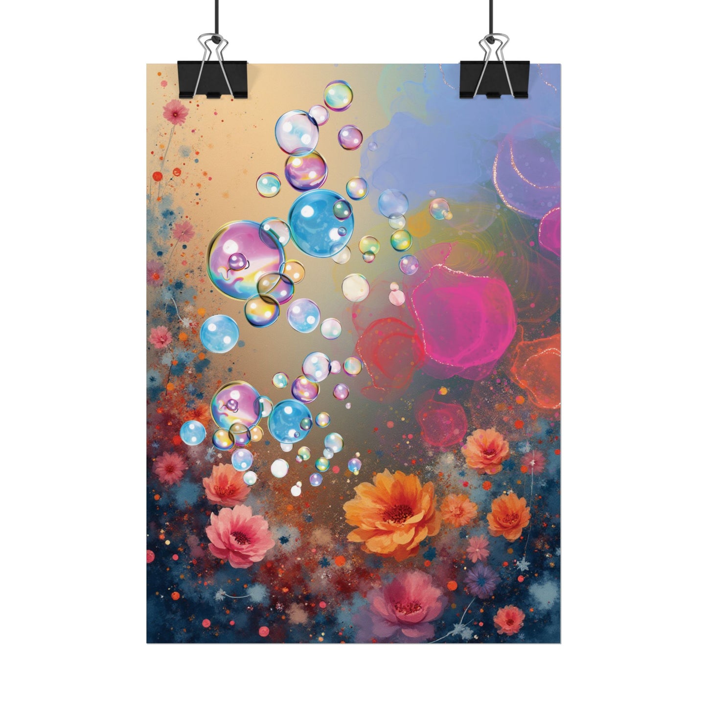 Floral Bubbles Art Poster
