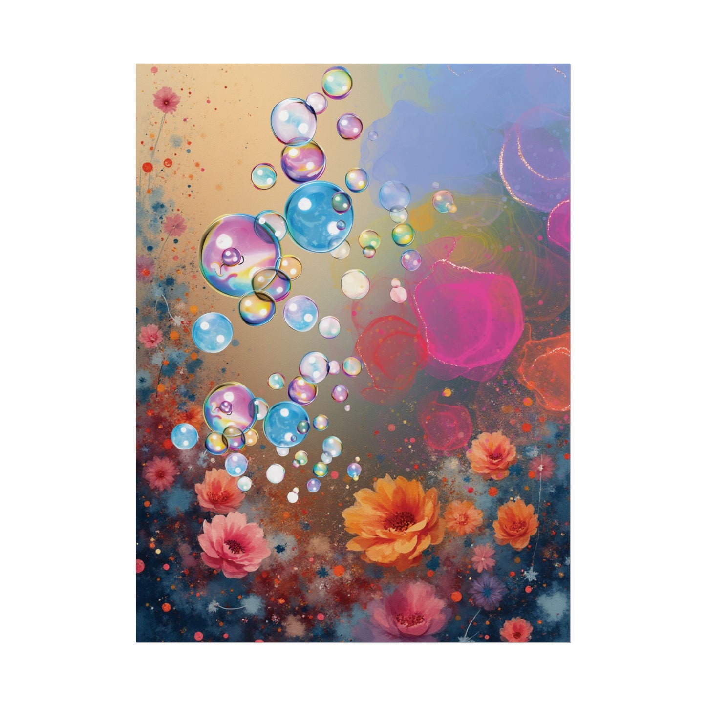 Floral Bubbles Art Poster