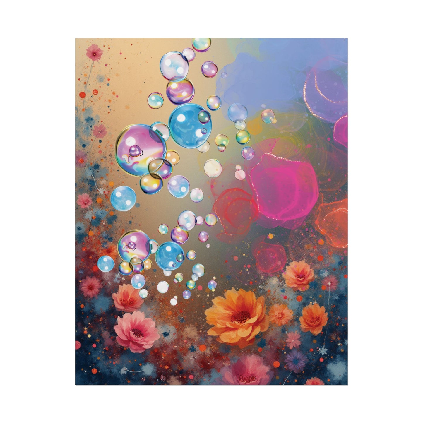 Floral Bubbles Art Poster