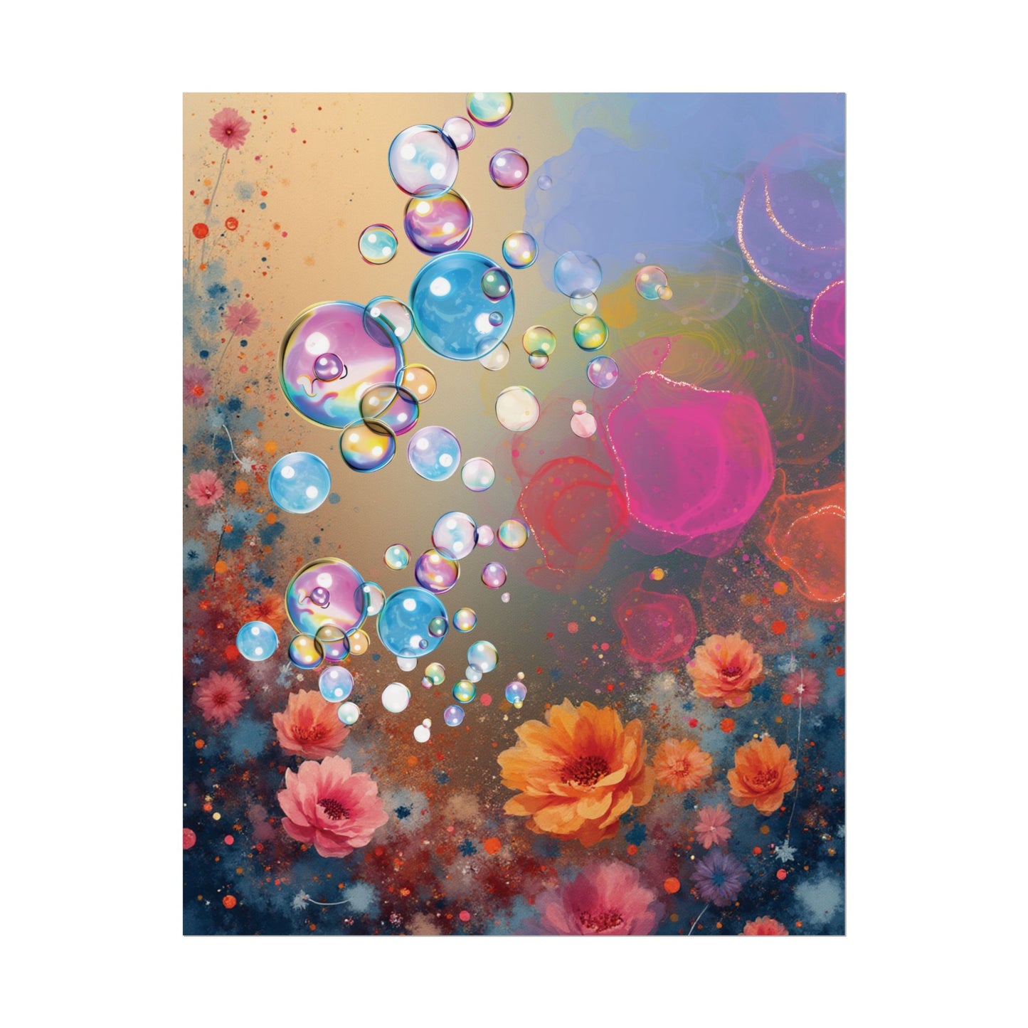 Floral Bubbles Art Poster