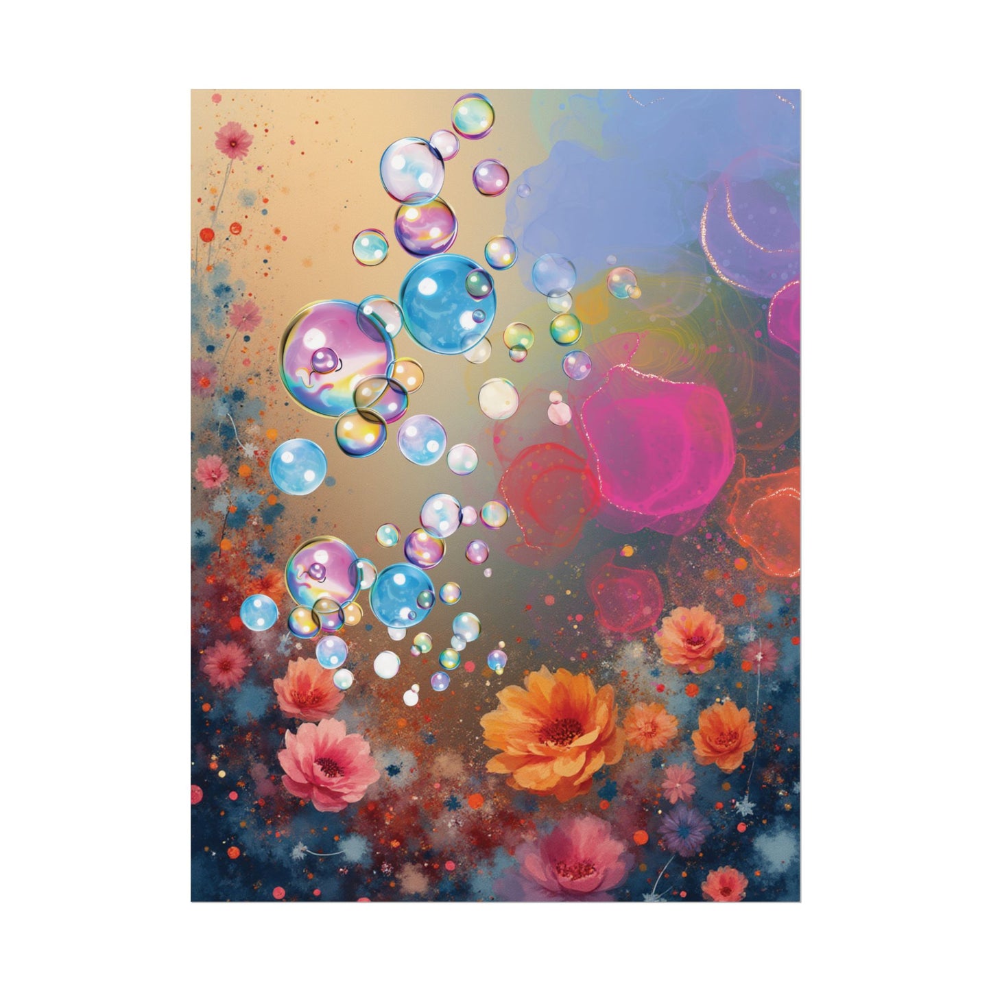 Floral Bubbles Art Poster