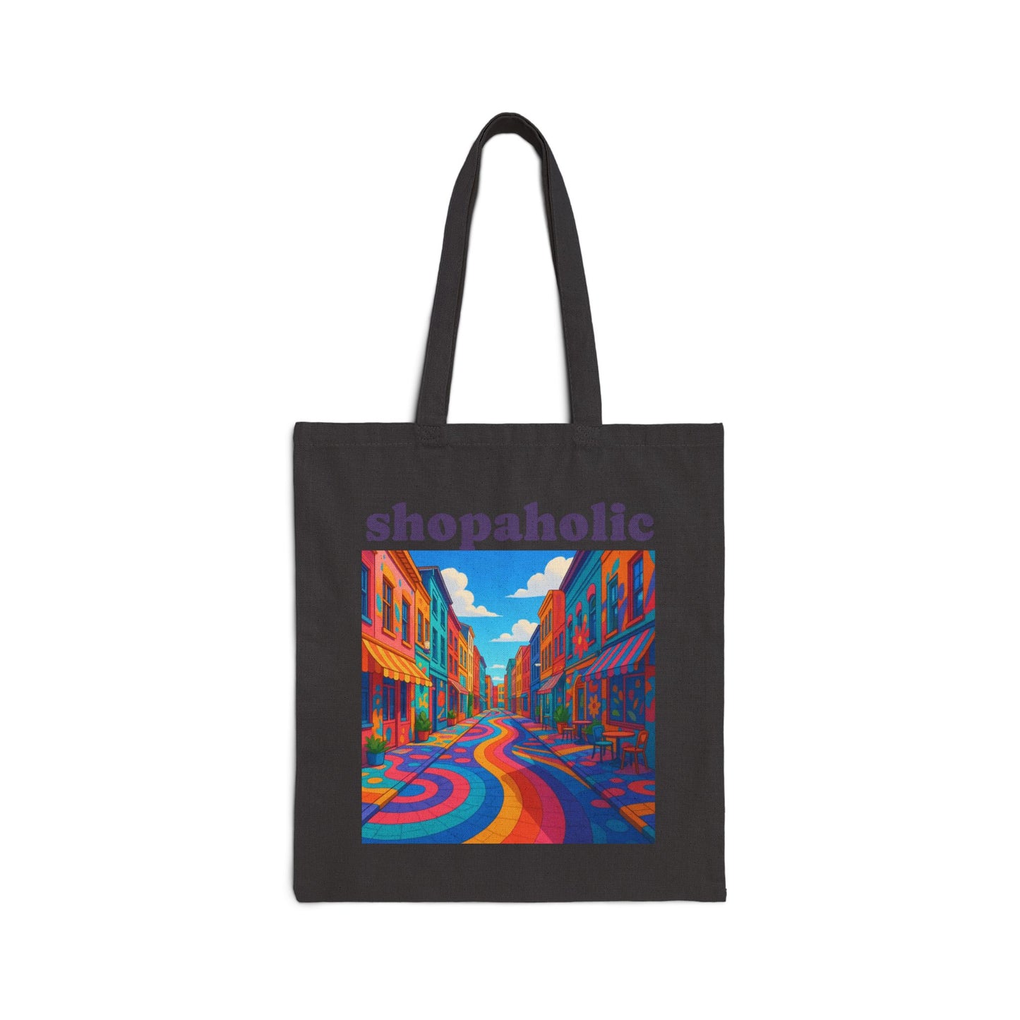 Canvas Tote Bag — Colorful Rainbow Street Art Print, Urban Scenic Reusable Grocery & Beach Tote
